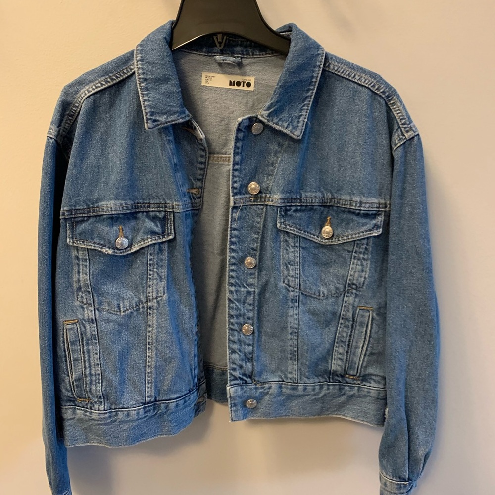 NWOT TOPSHOP MOTO Oversized Jean Jacket, Size 8
